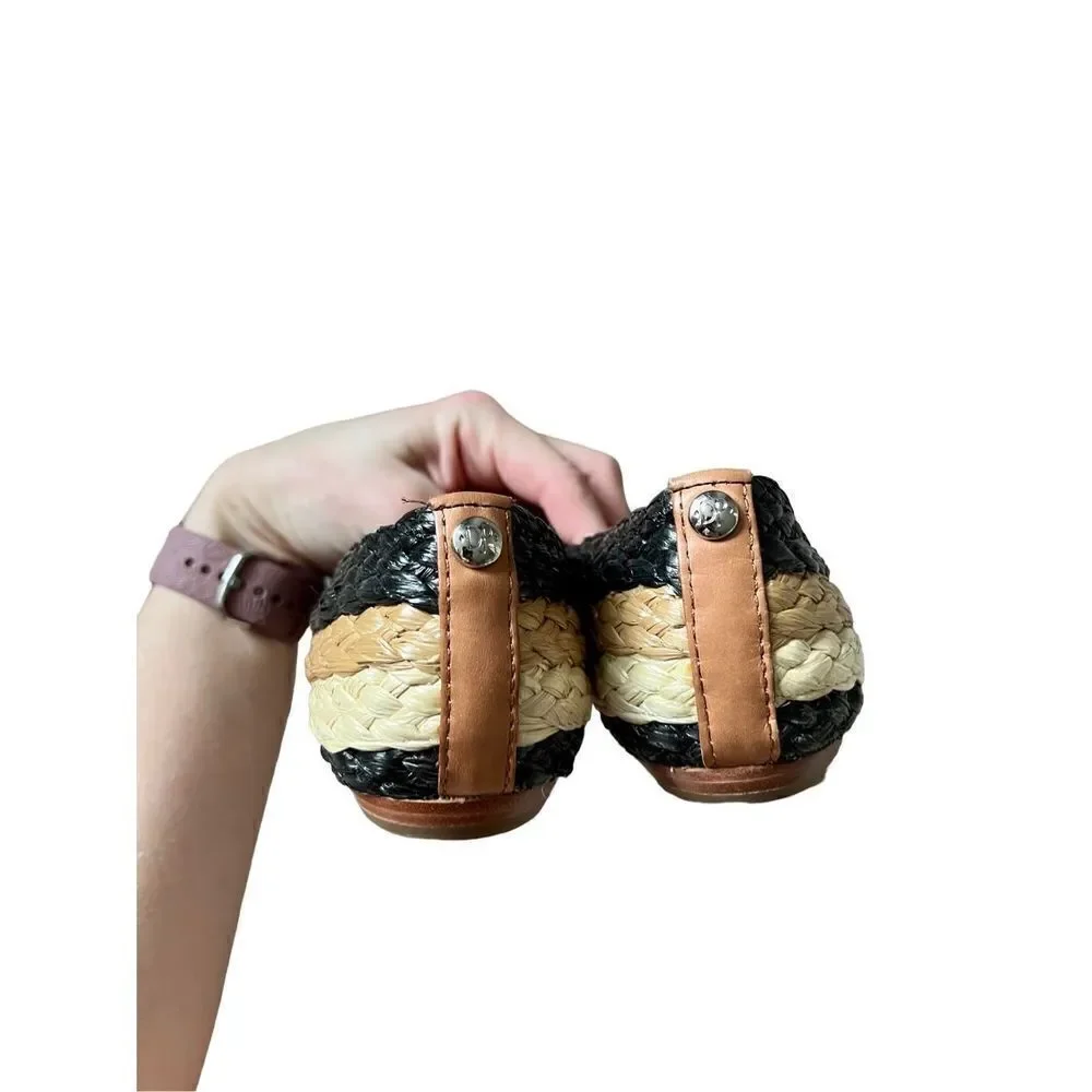 Donald Pliner Gret Braided Rafia‎ Woven Tri-color Ballet Flats size 6